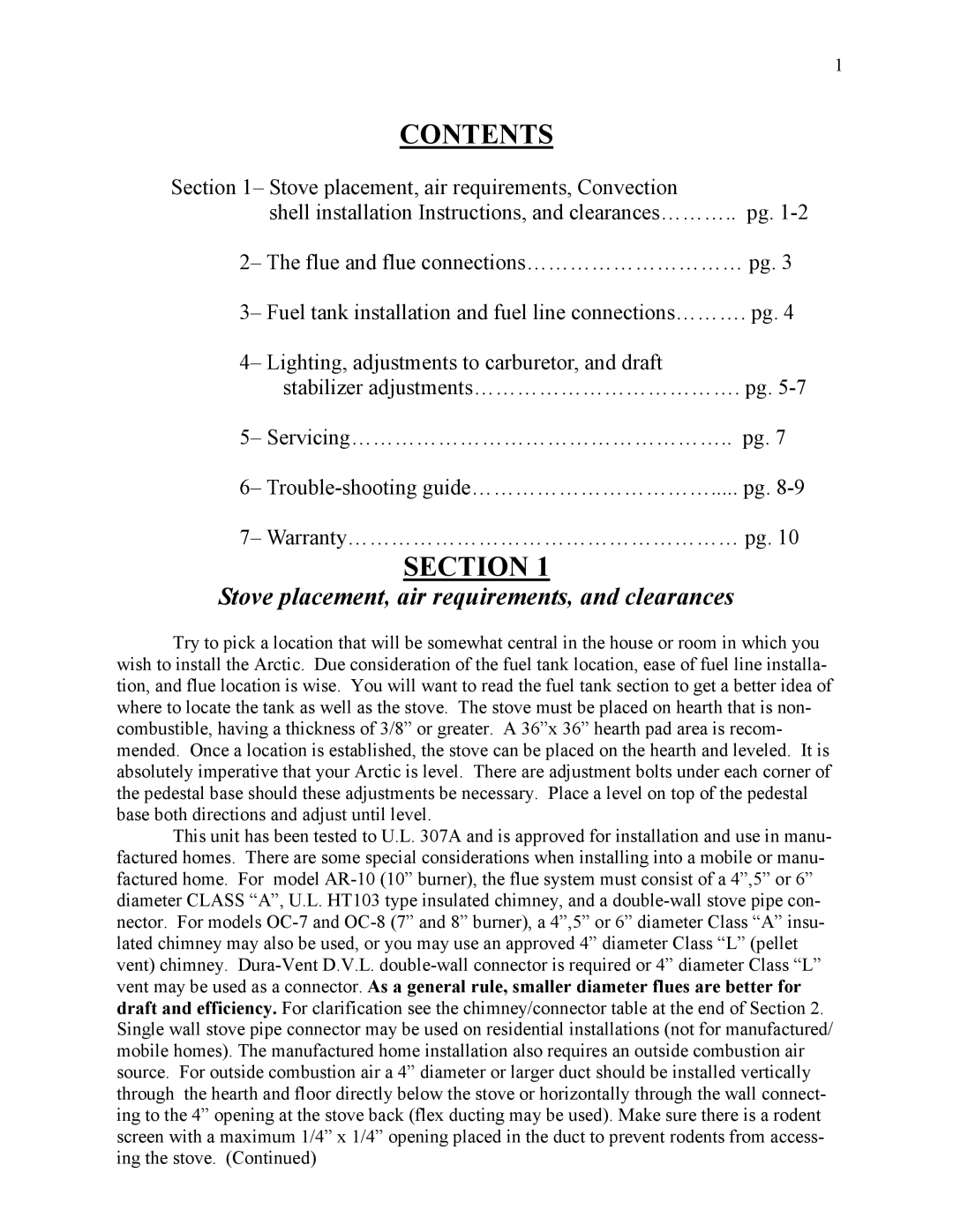 Kuma Stoves AR-10, AR-8, AR-7 user manual Contents 