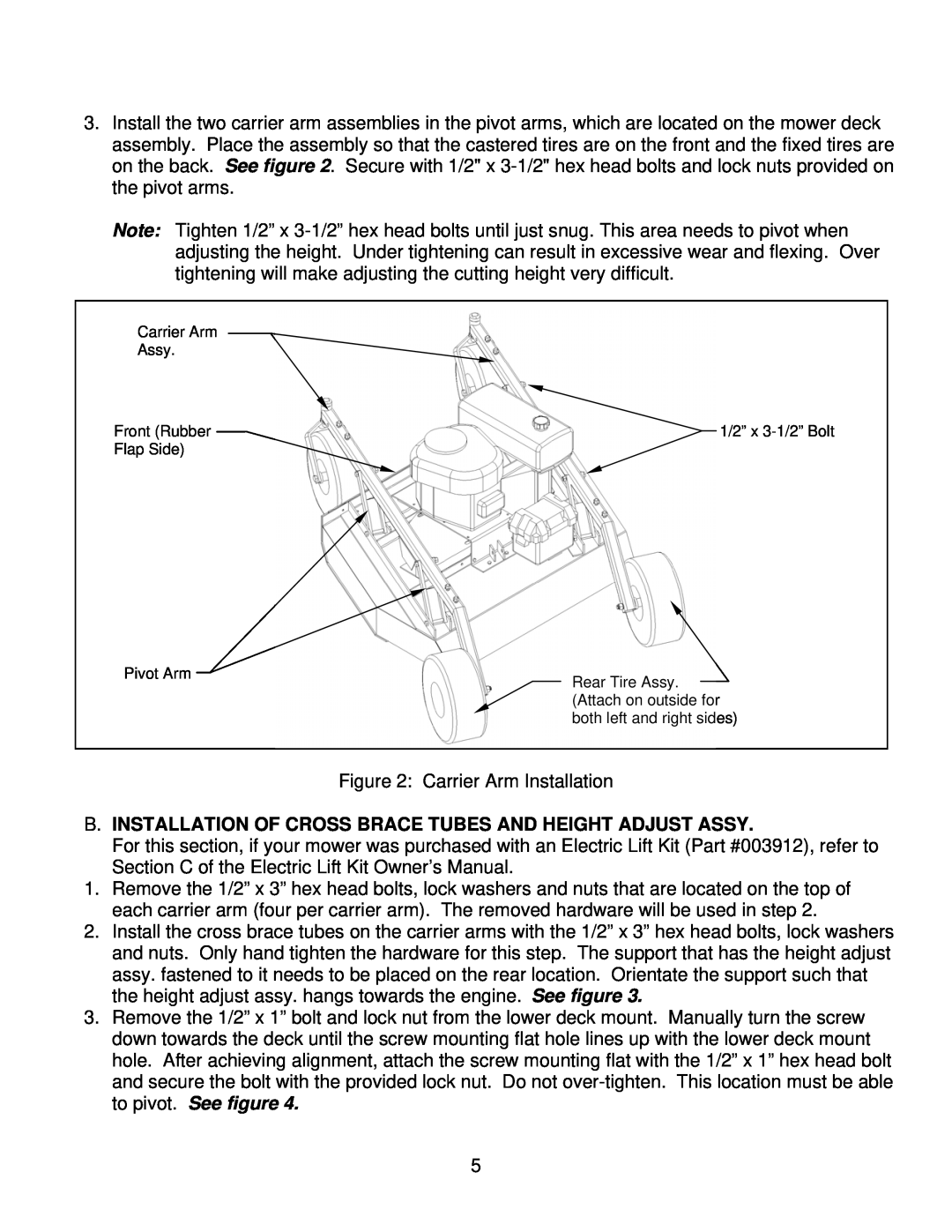 Kunz MR44B, MR44K owner manual B. Installation Of Cross Brace Tubes And Height Adjust Assy 