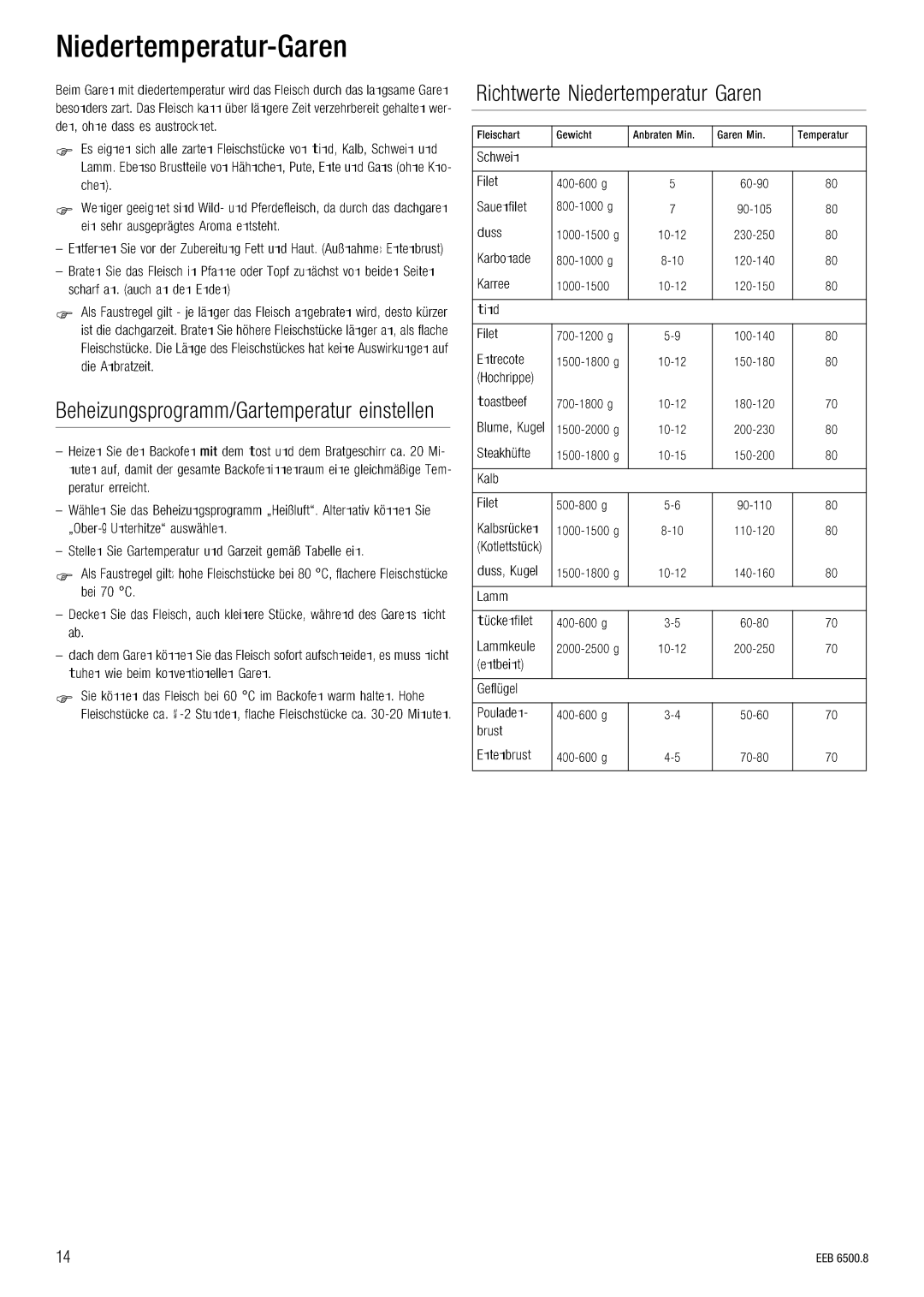 Kuppersbusch USA EEB 6500.8 installation manual KáÉÇÉêíÉãéÉê~íìêJd~êÉå 