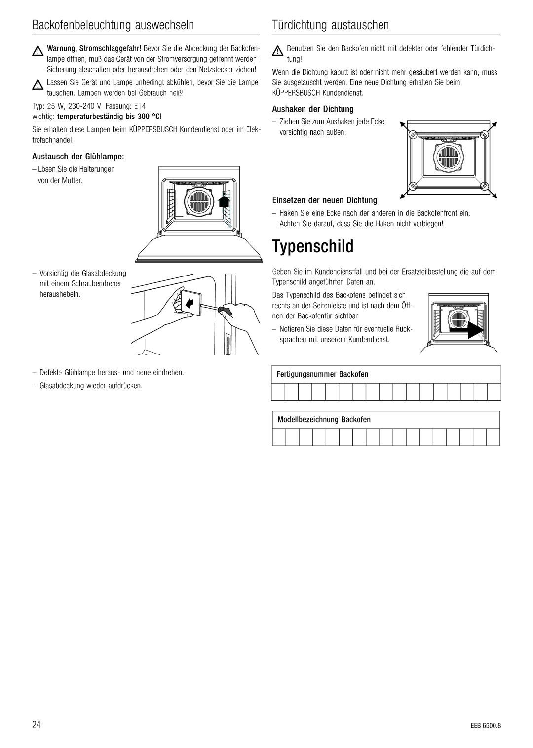 Kuppersbusch USA EEB 6500.8 installation manual QóéÉåëÅÜáäÇ 