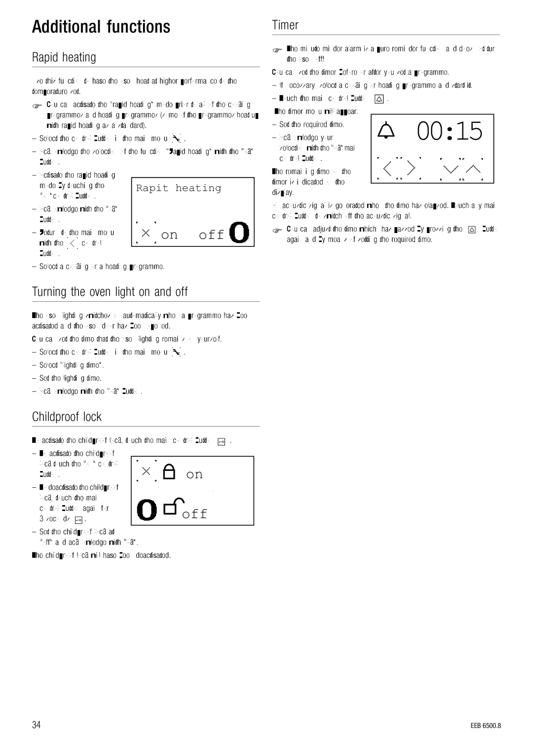 Kuppersbusch USA EEB 6500.8 installation manual ÇÇáíáçå~ä=ÑìåÅíáçåë 