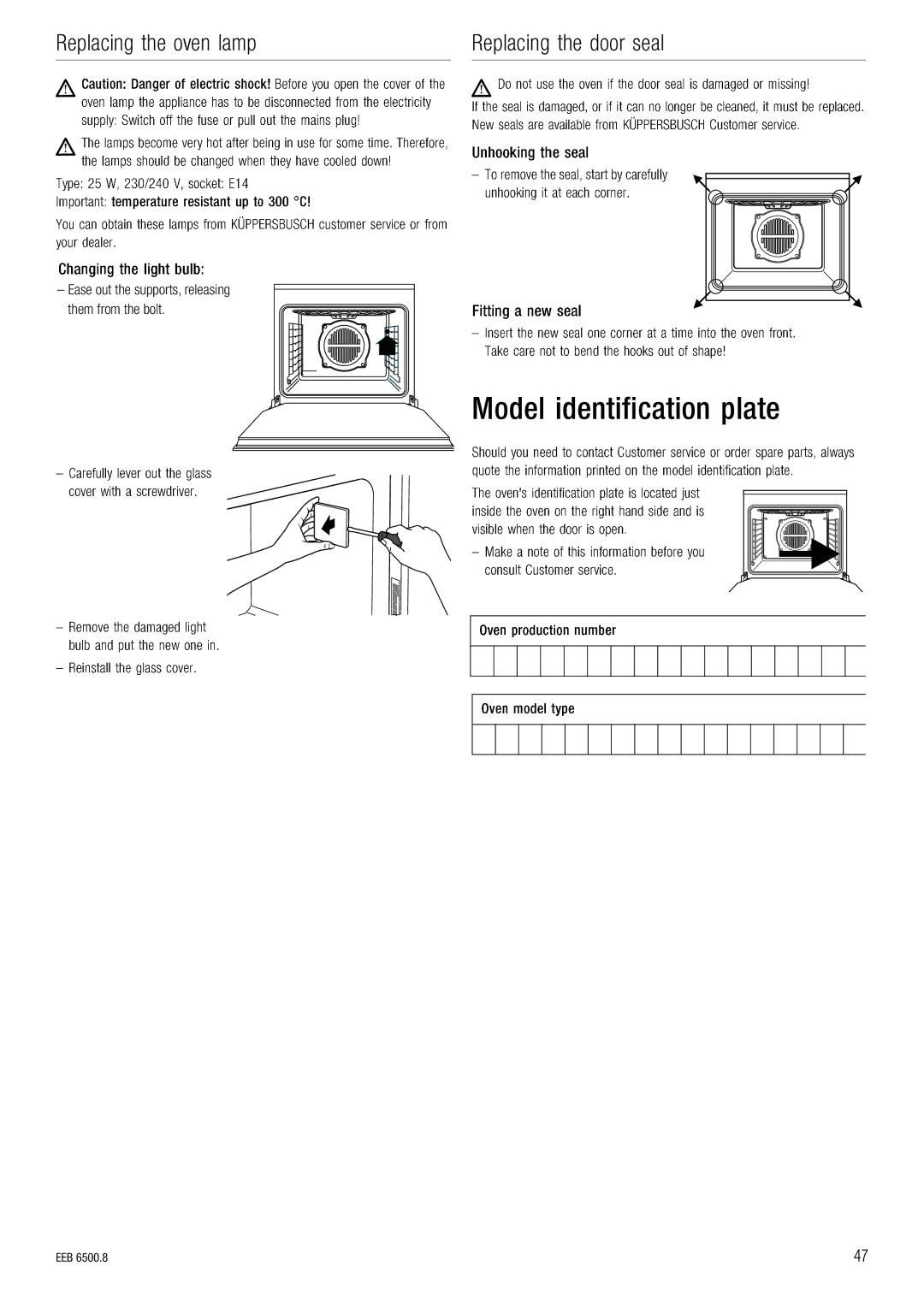 Kuppersbusch USA EEB 6500.8 installation manual JçÇÉä=áÇÉåíáÑáÅ~íáçå=éä~íÉ 