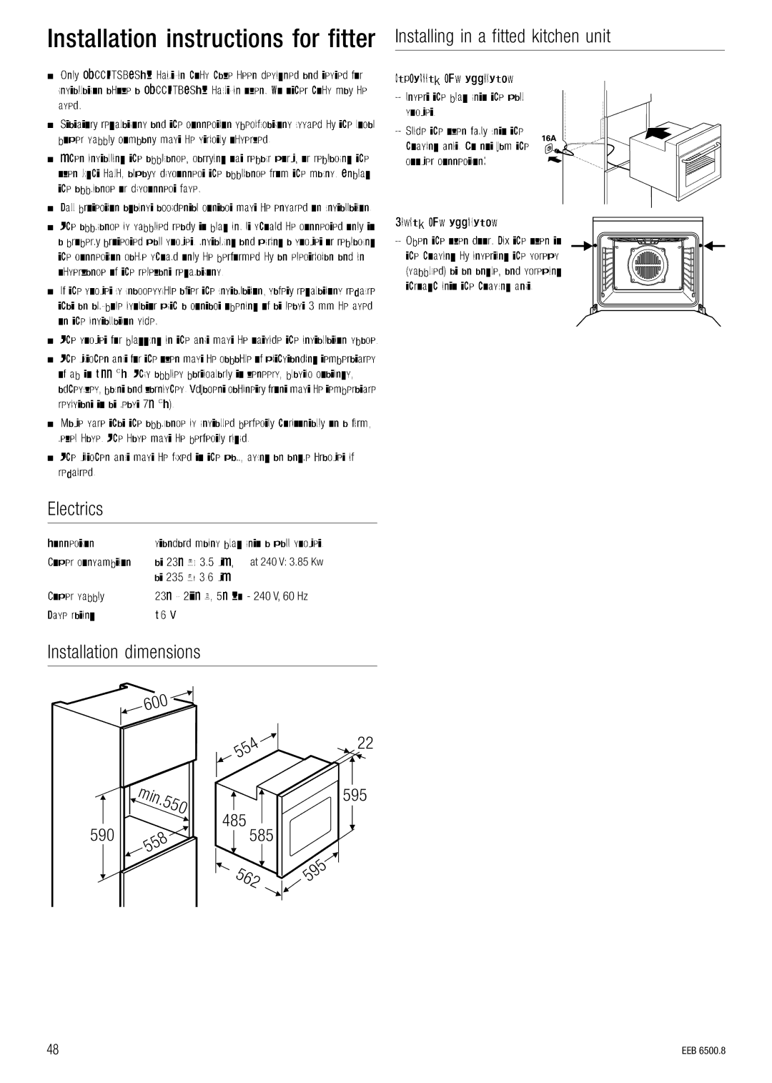 Kuppersbusch USA EEB 6500.8 installation manual Min.550 