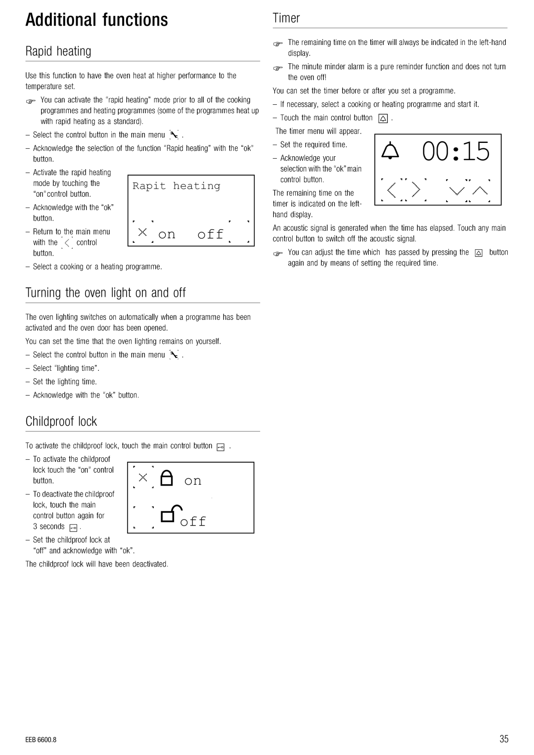 Kuppersbusch USA EEB 6600.8 installation manual ÇÇáíáçå~ä=ÑìåÅíáçåëqáãÉê 