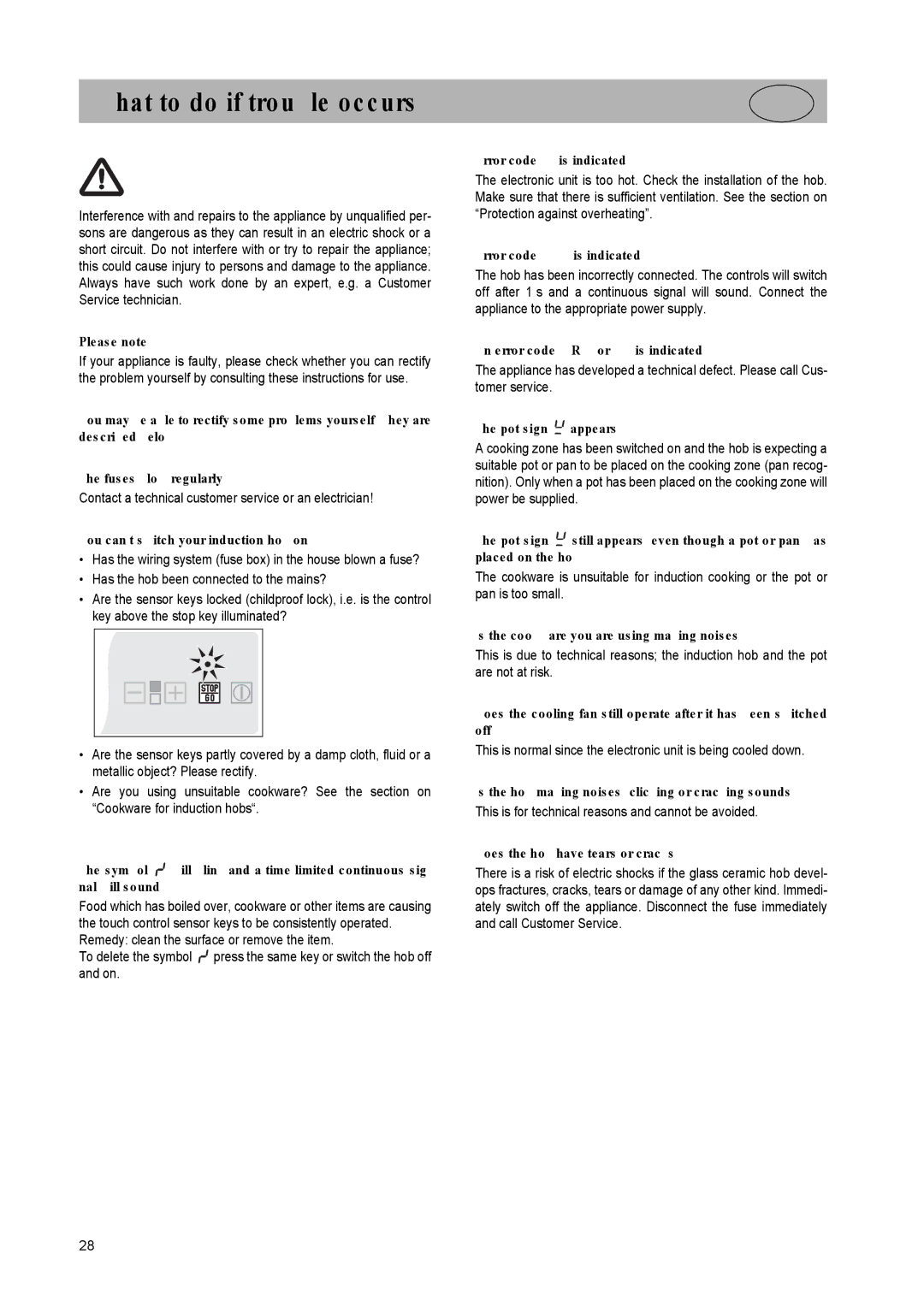 Kuppersbusch USA EKI 407.0M installation instructions What to do if trouble occurs 