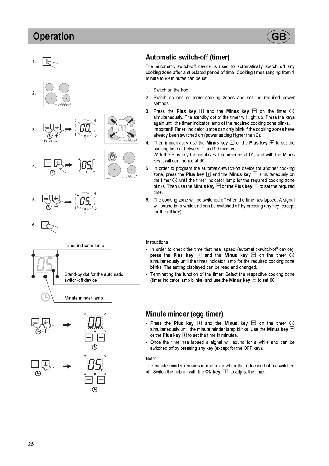 Kuppersbusch USA EKI 607.2 Automatic switch-off timer, Minute minder egg timer, Timer indicator lamp, Minute minder lamp 