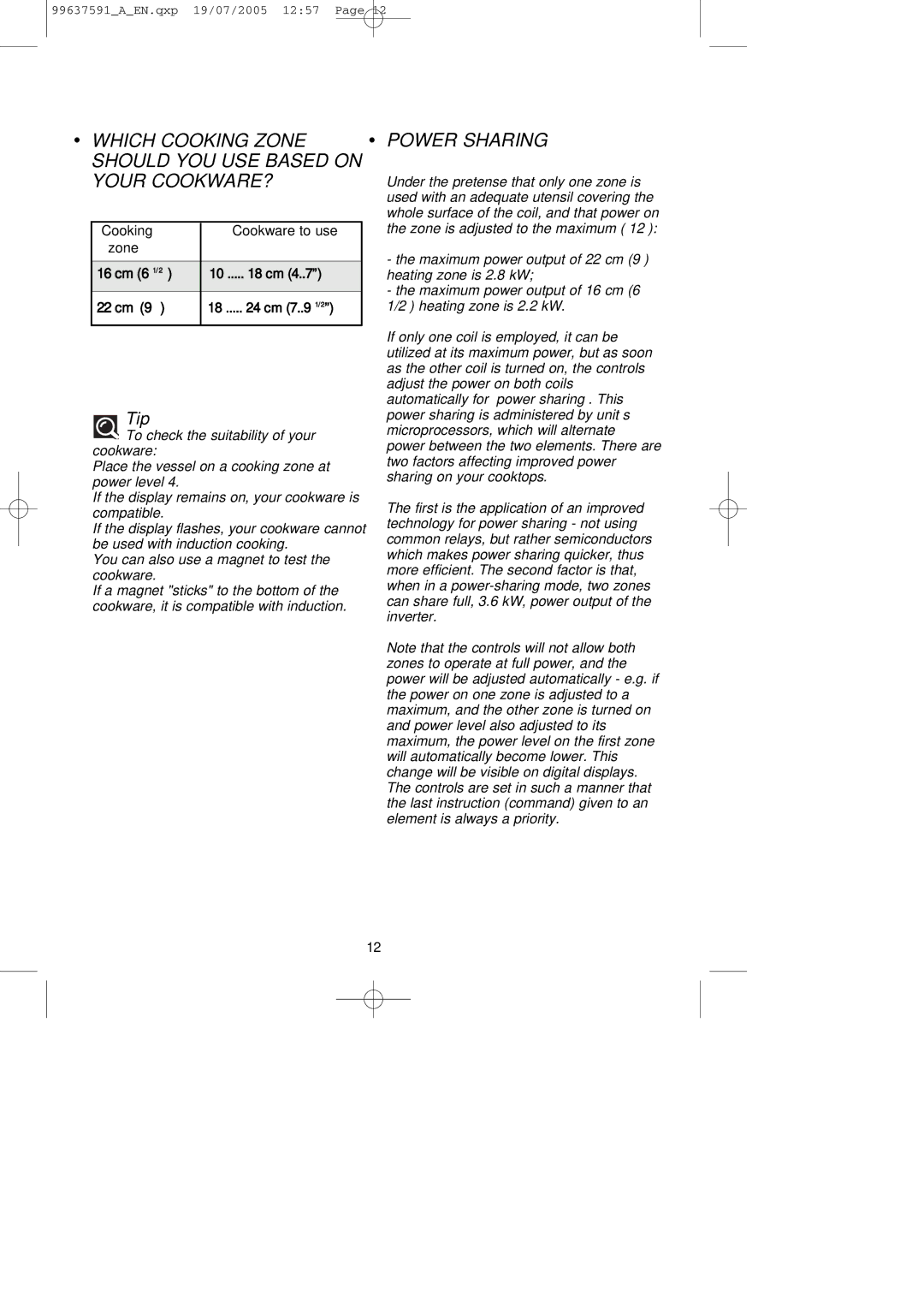 Kuppersbusch USA EKI326UL manual Which Cooking Zone should YOU USE Based on Your COOKWARE? 