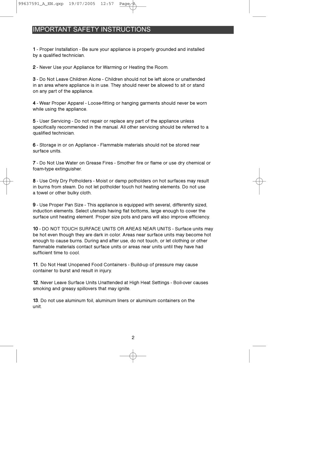 Kuppersbusch USA EKI326UL manual Important Safety Instructions 