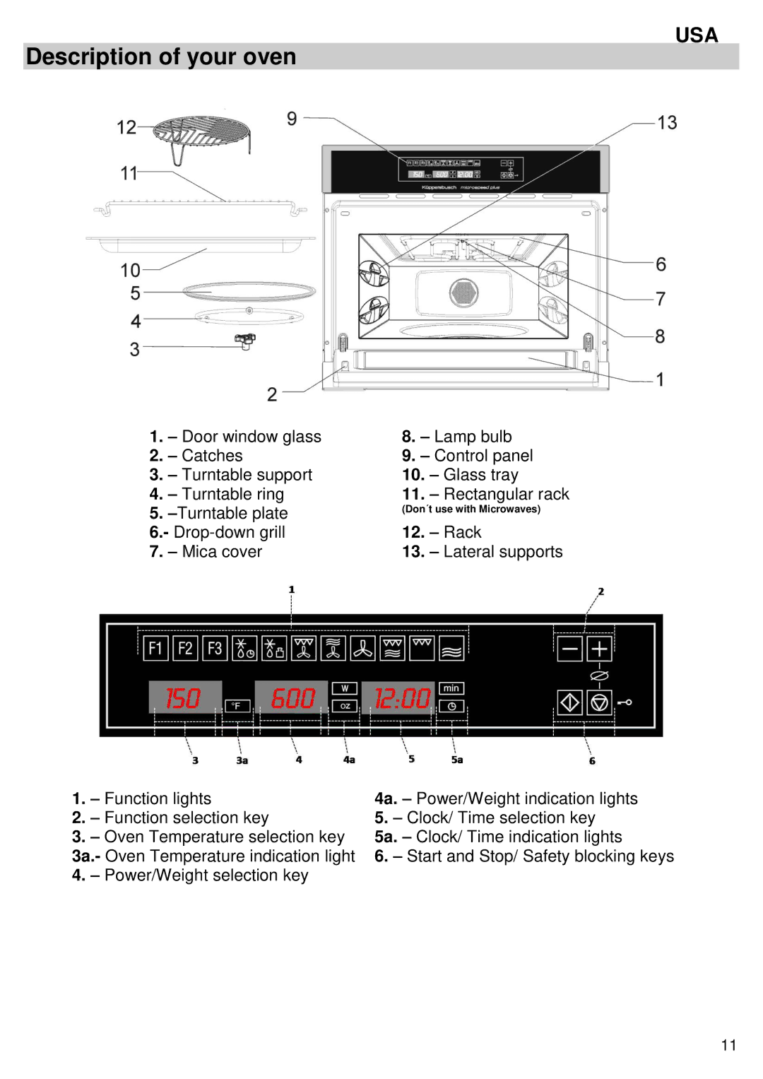 Kuppersbusch USA EMWK1050.1E-UL instruction manual Description of your oven 