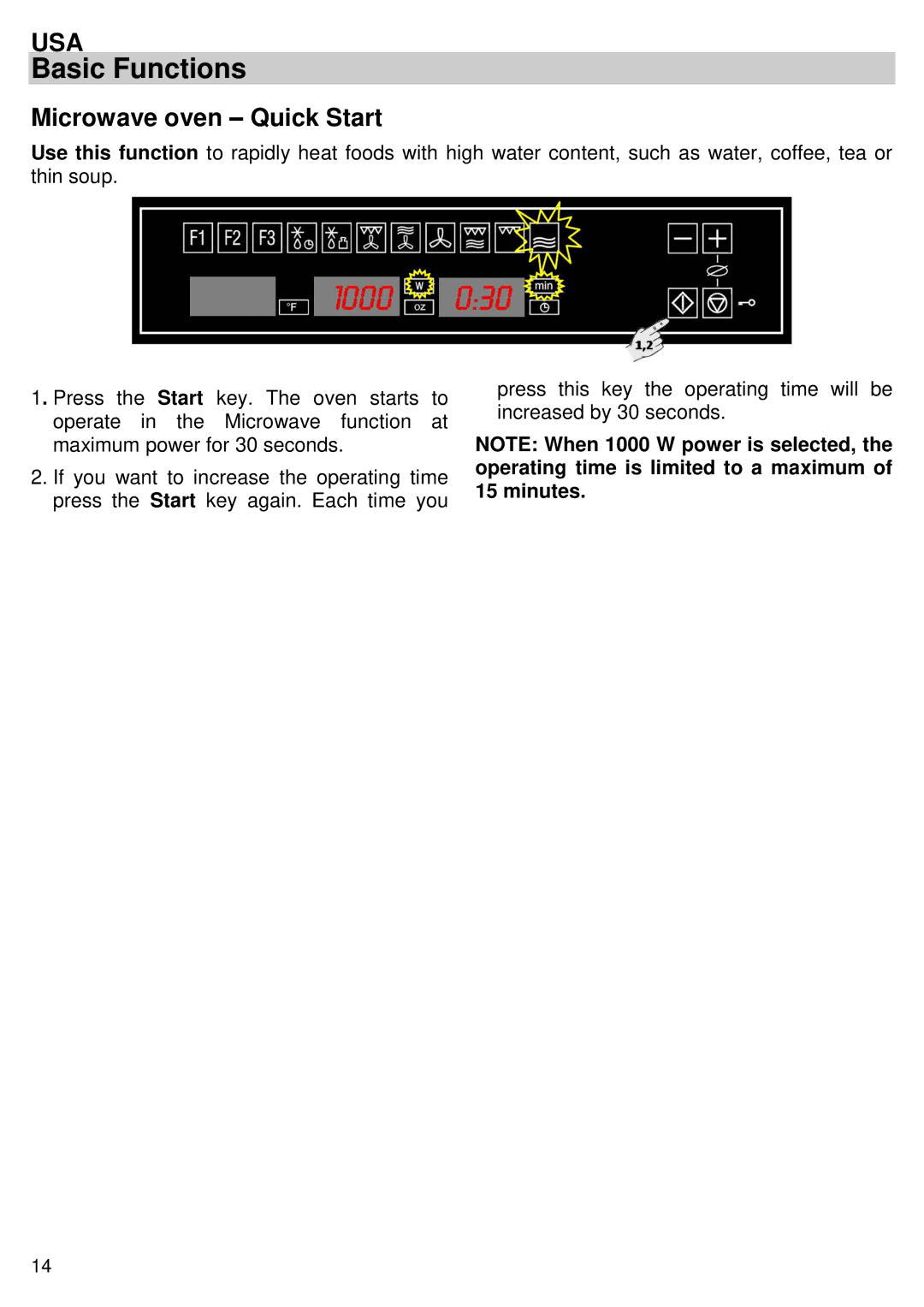 Kuppersbusch USA EMWK1050.1E-UL instruction manual Microwave oven Quick Start 