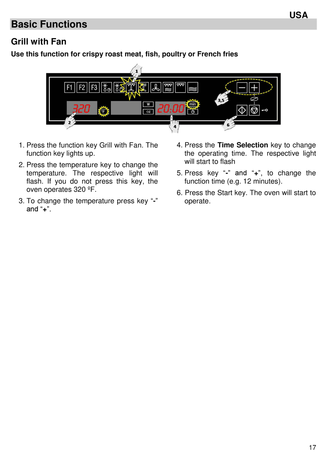 Kuppersbusch USA EMWK1050.1E-UL instruction manual Grill with Fan 