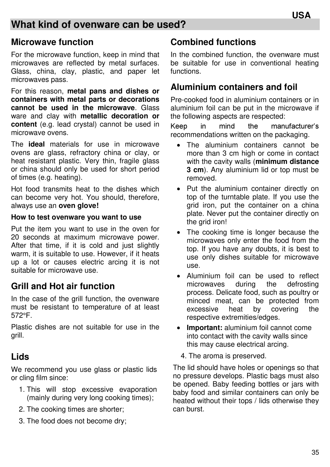 Kuppersbusch USA EMWK1050.1E-UL instruction manual What kind of ovenware can be used? 