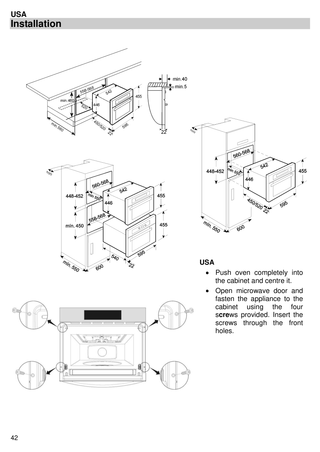 Kuppersbusch USA EMWK1050.1E-UL instruction manual Installation, Usa 