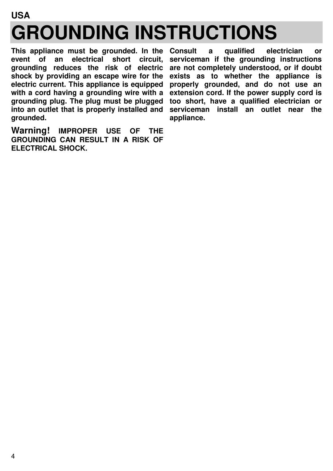 Kuppersbusch USA EMWK1050.1E-UL instruction manual Grounding Instructions 