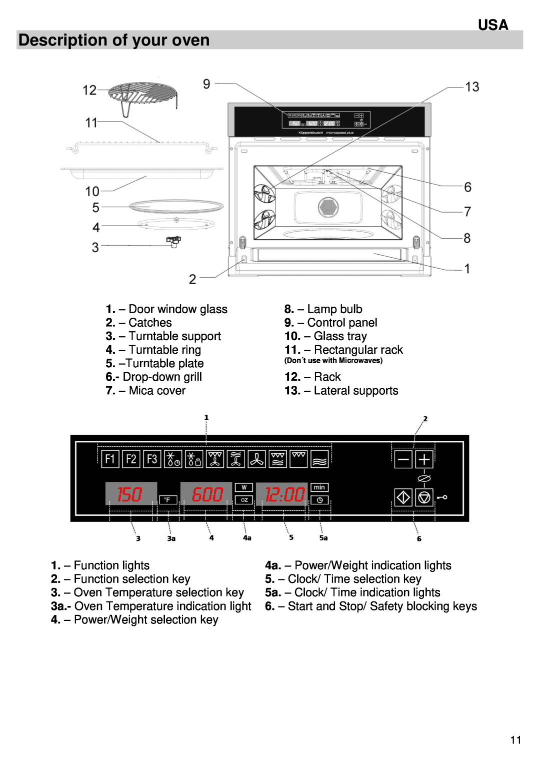 Kuppersbusch USA EMWK1050.1E-UL instruction manual Description of your oven 