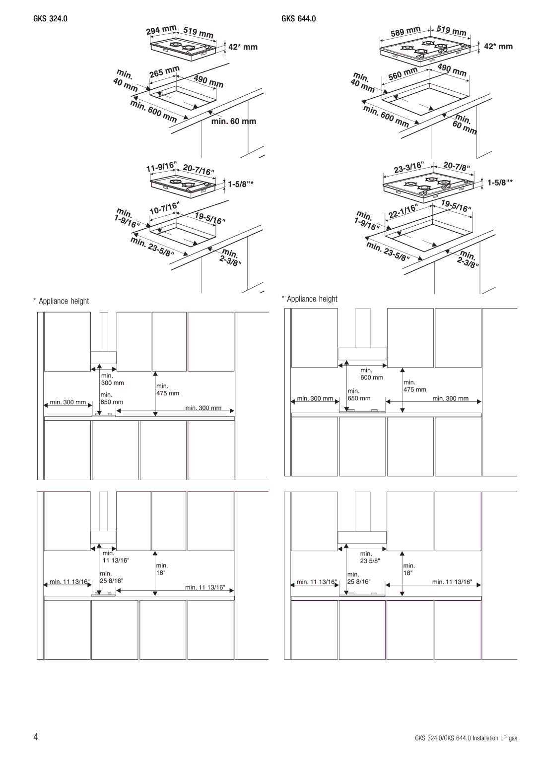 Kuppersbusch USA GKS 644.0, GKS 324.0 installation instructions Gks 