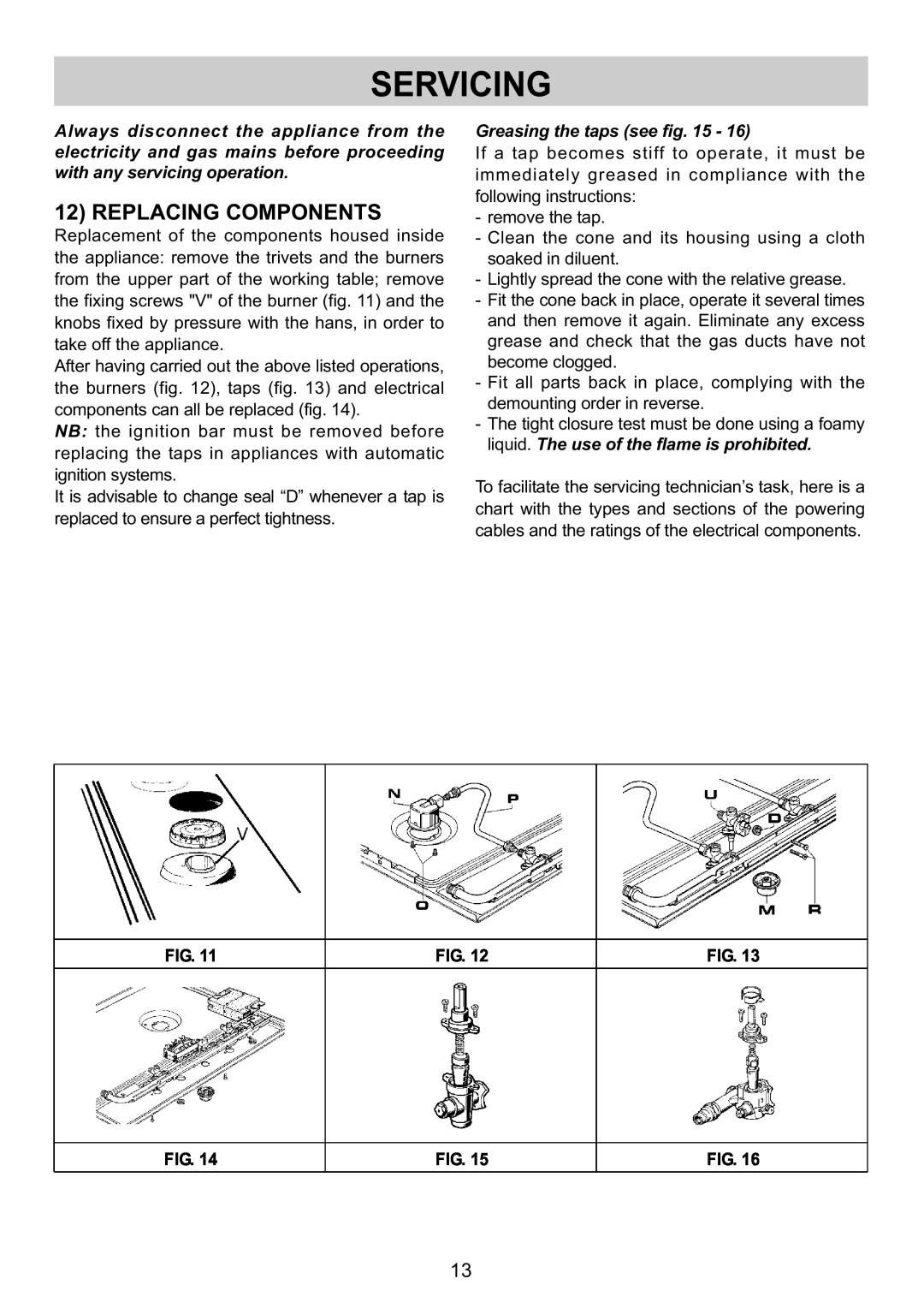 Kuppersbusch USA GMS 9551.0 E-UL, GMS 6540.0 E-UL instruction manual Servicing, Replacing Components 