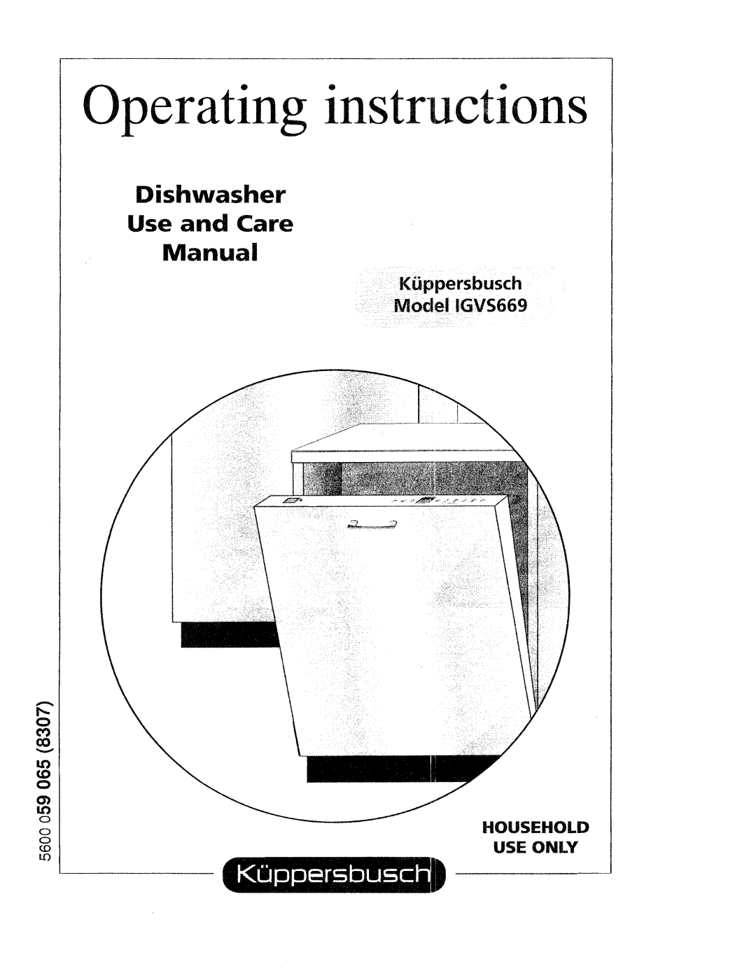 Kuppersbusch USA IGVS669 manual Dishwasher 