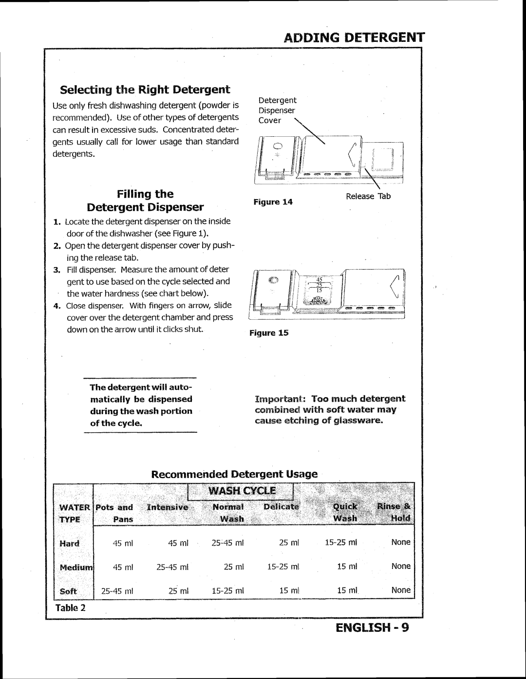 Kuppersbusch USA IGVS669 Adding Detergent, Seleding the Right Detergent, Detergent Dispenser, Recommended Drztergent Usage 