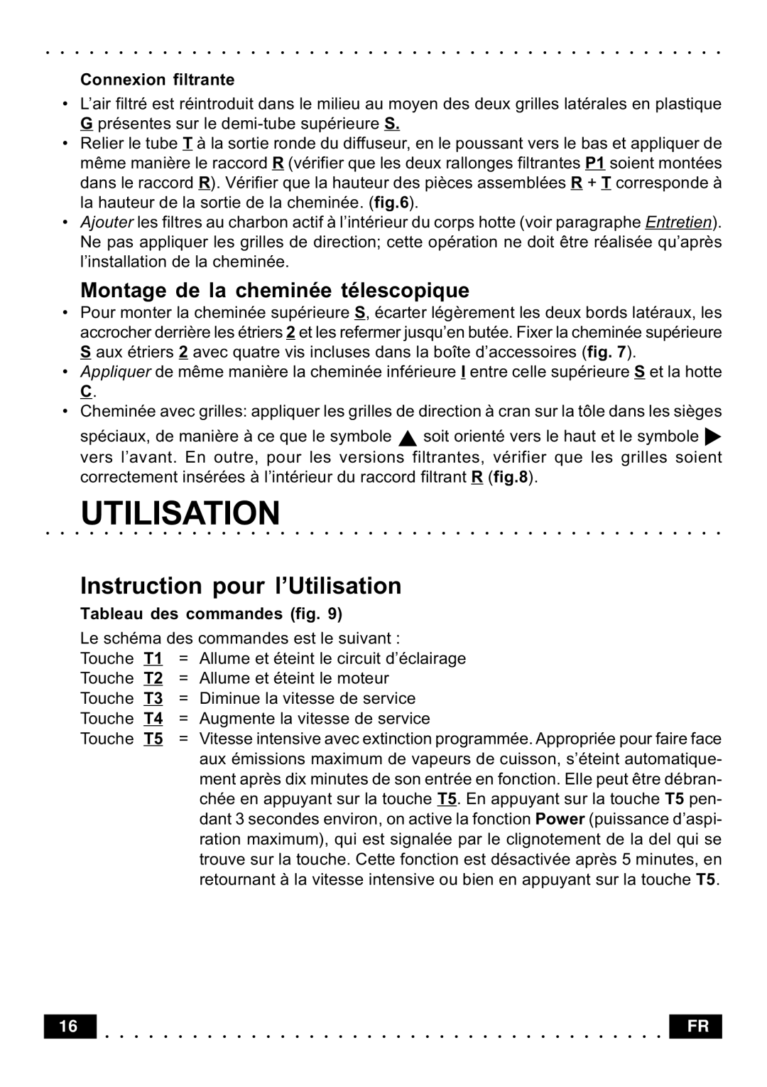 Kuppersbusch USA KD 6500.1 Instruction pour l’Utilisation, Montage de la cheminée télescopique, Connexion filtrante 