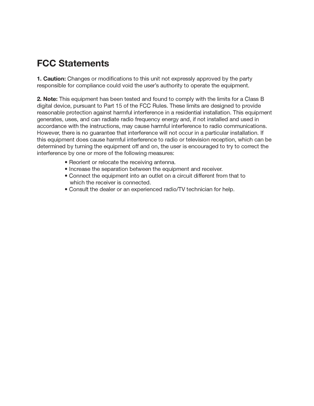 Kustom 5H owner manual FCC Statements 