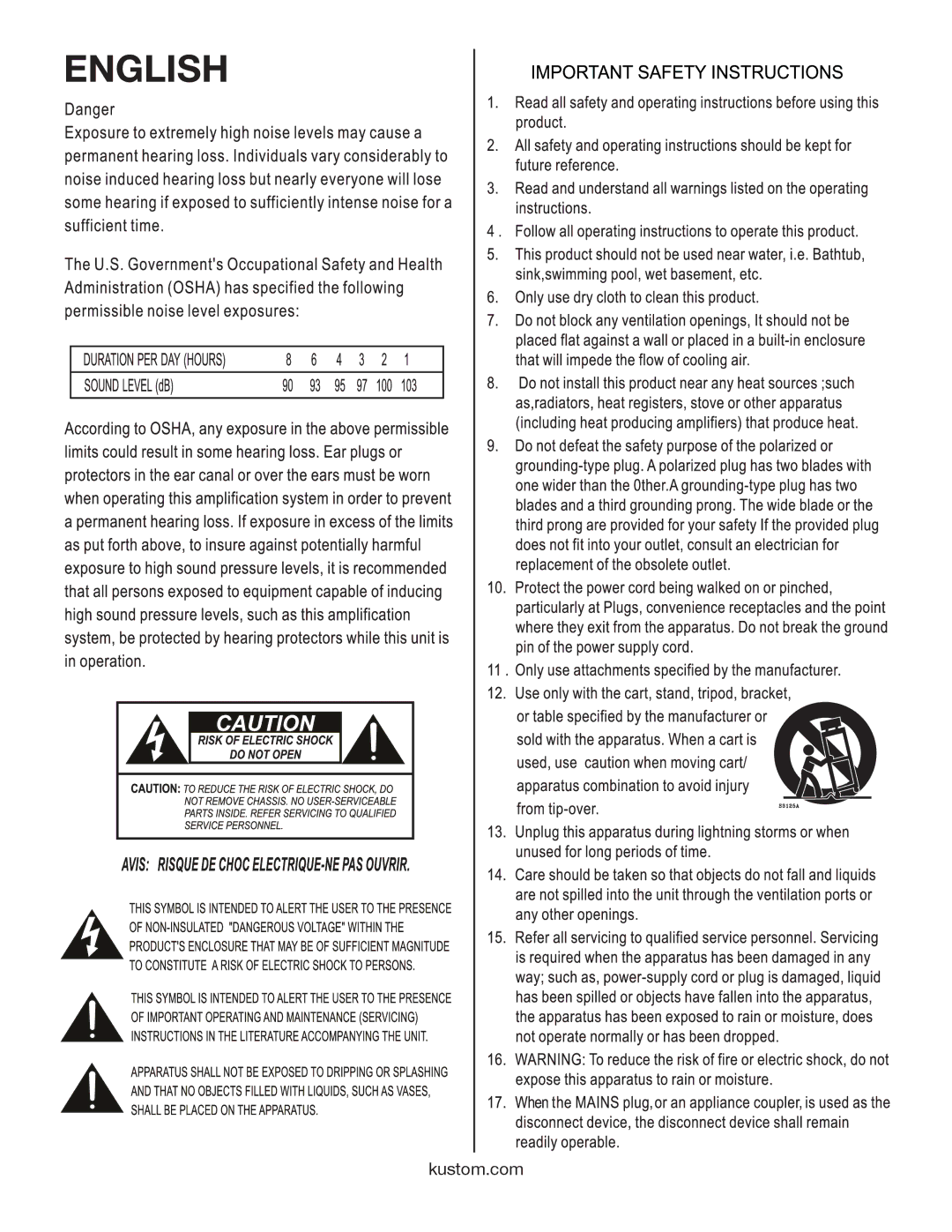 Kustom 5H owner manual English 