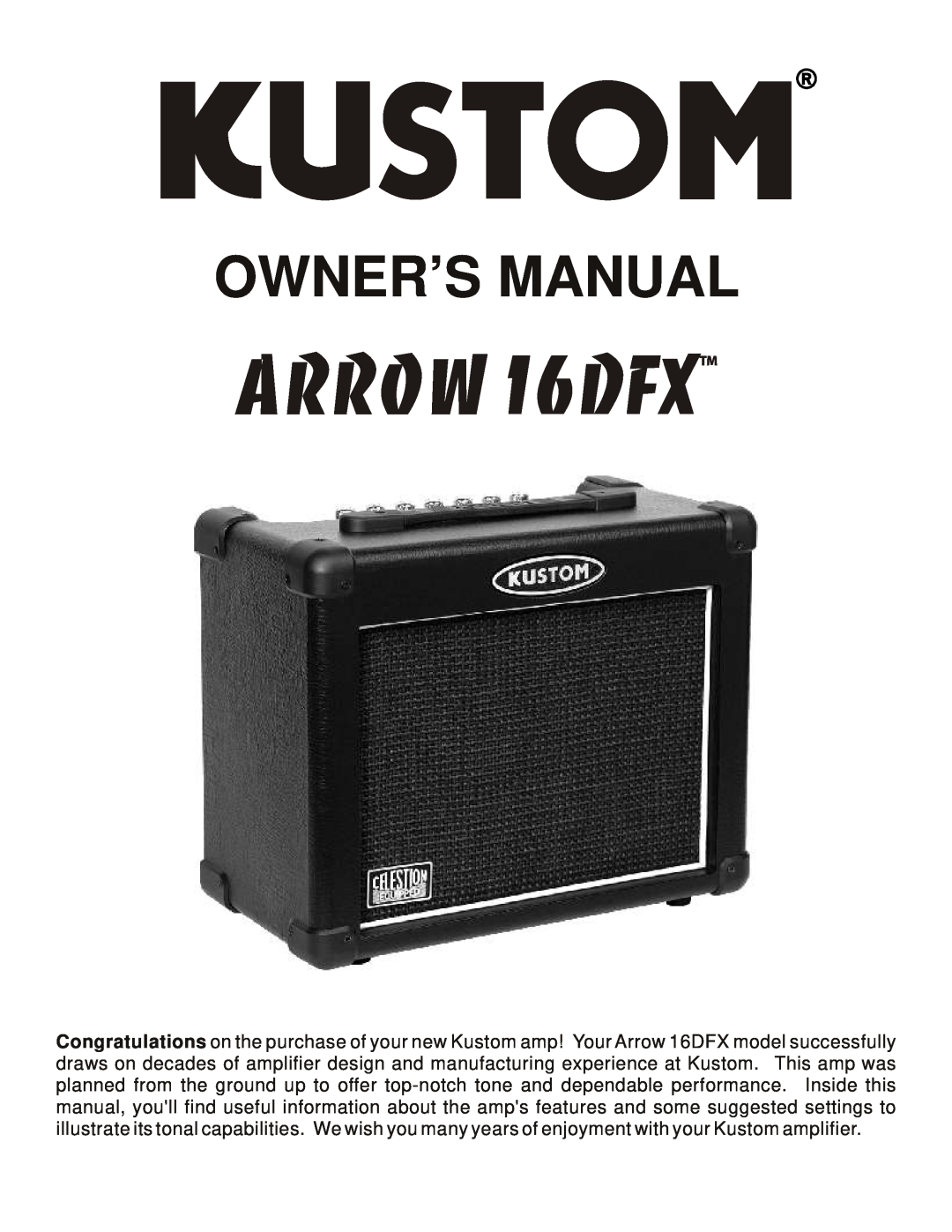 Kustom Arrow 16DFX owner manual 