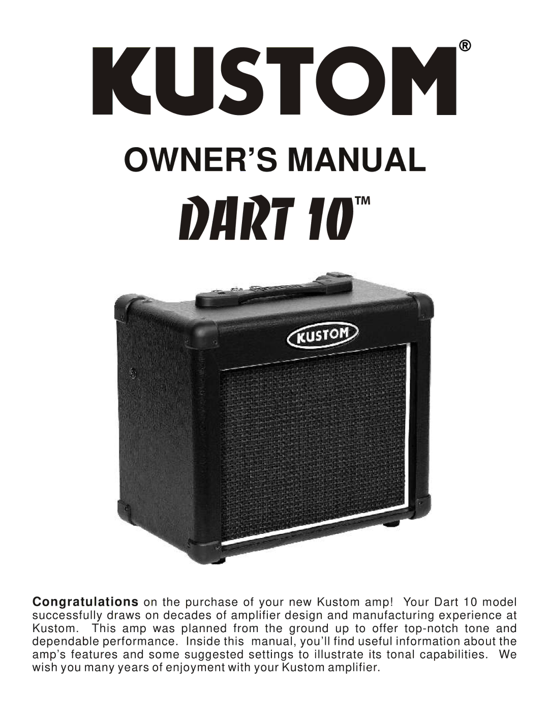 Kustom Dart 10 owner manual 