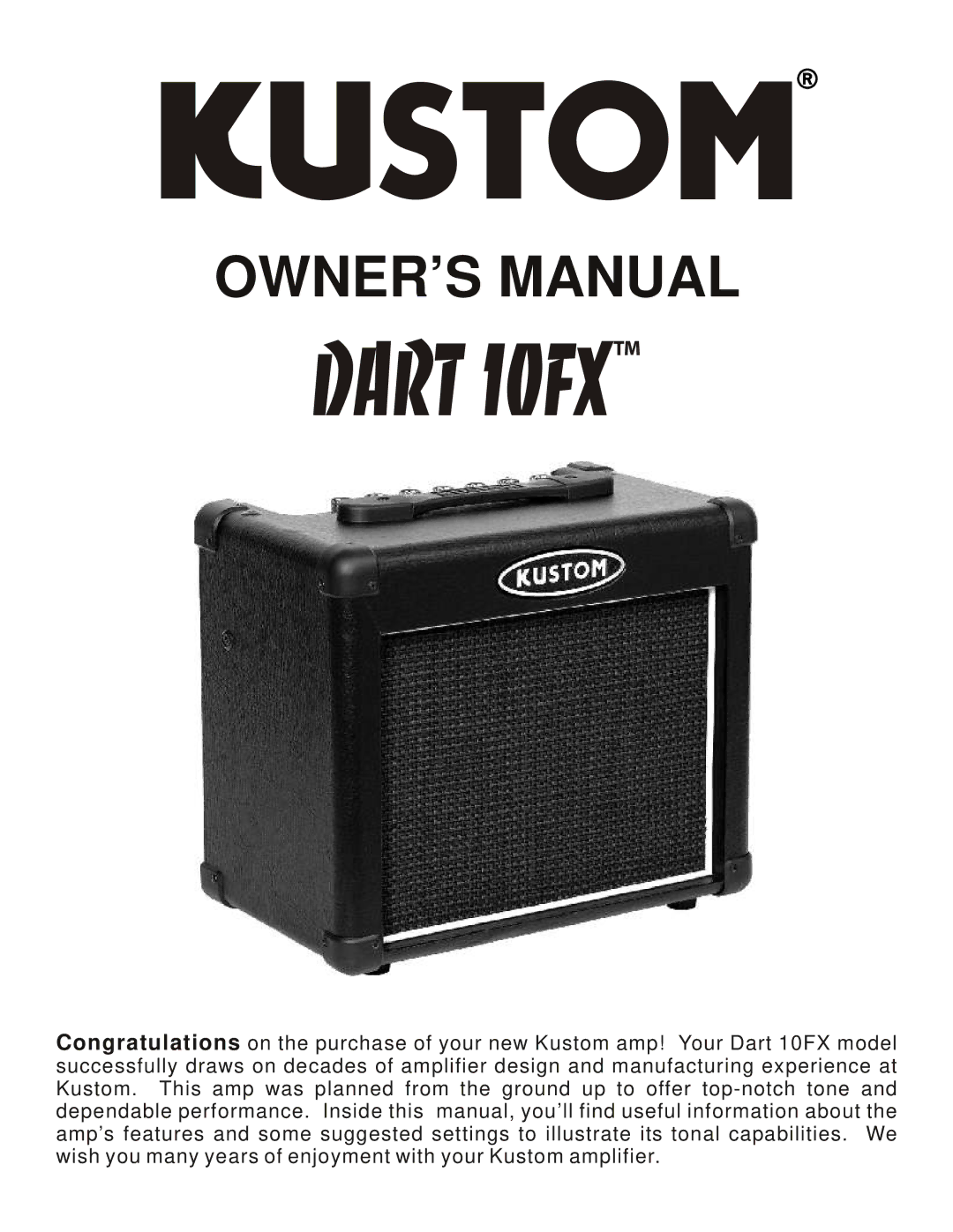 Kustom Dart 10FX owner manual 