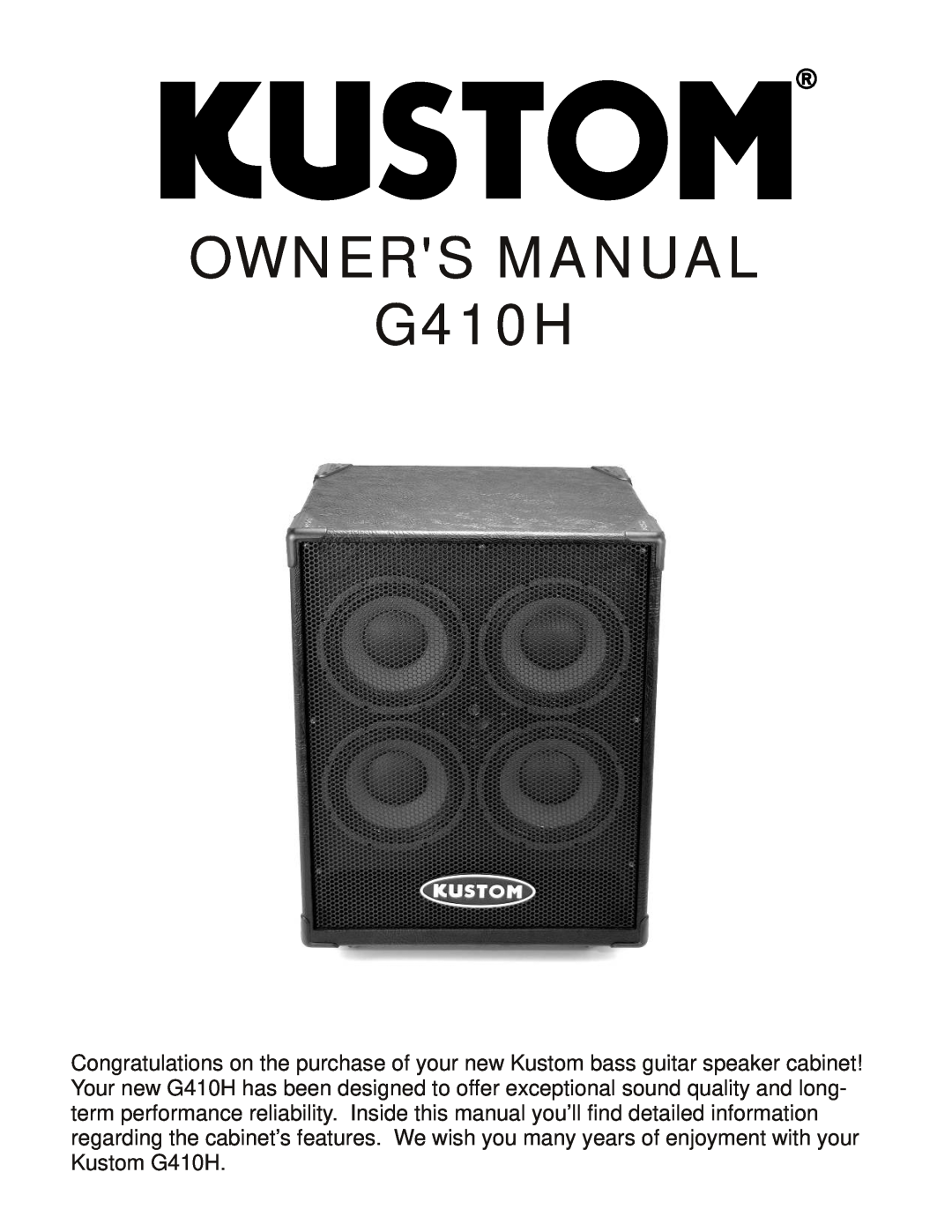 Kustom G410H owner manual 