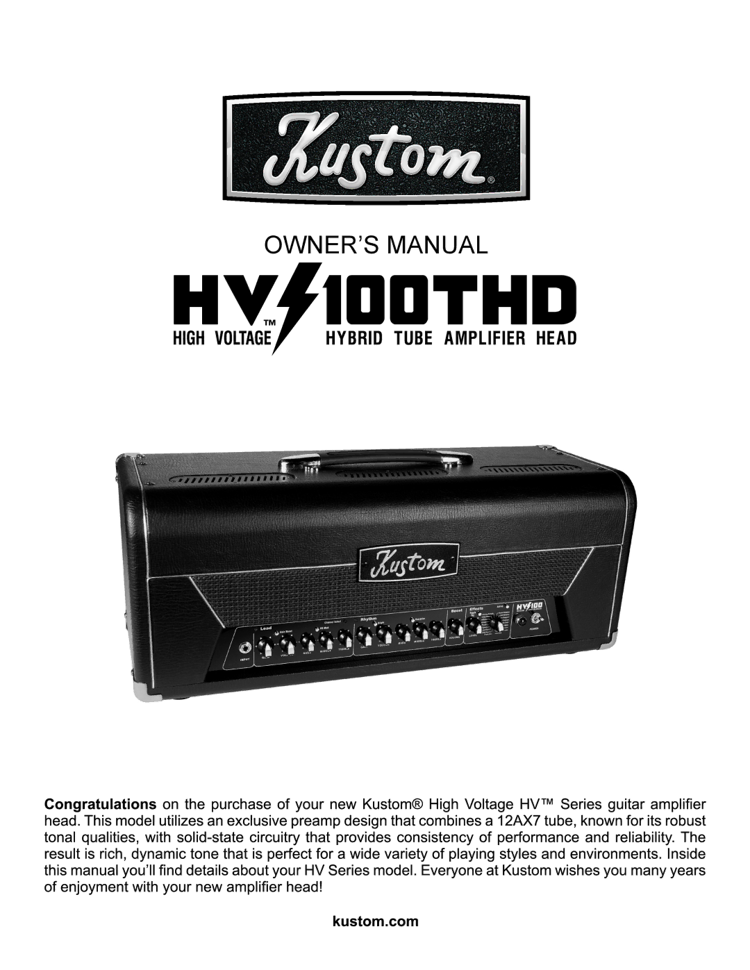 Kustom HV 100THD owner manual 