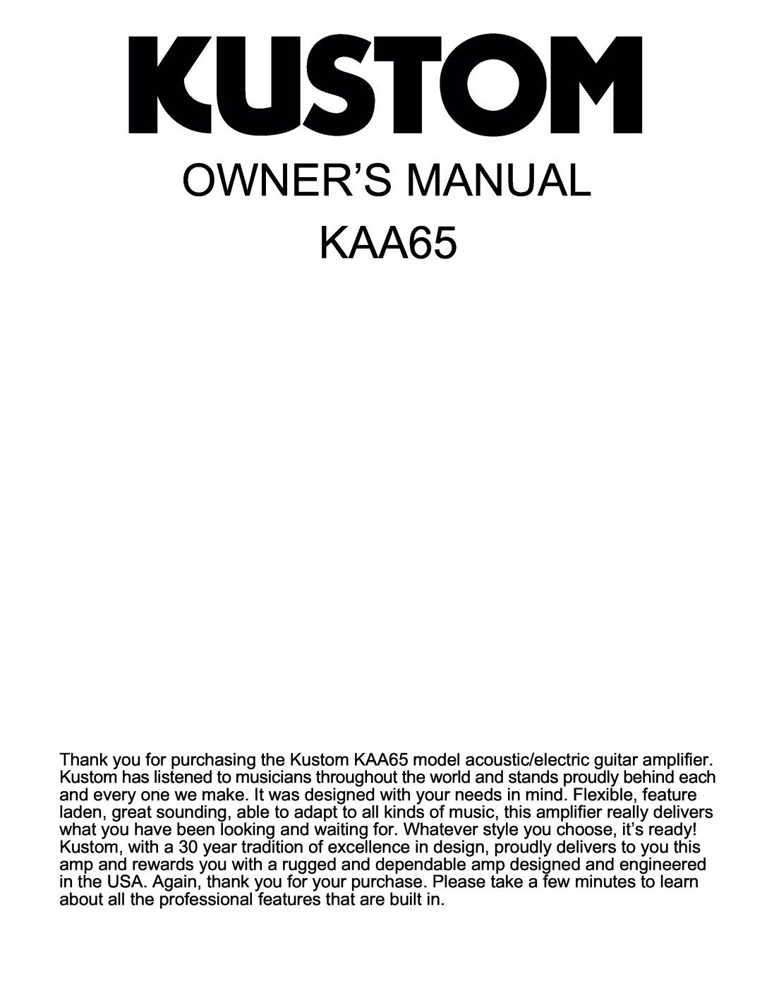 Kustom KAA65 manual 