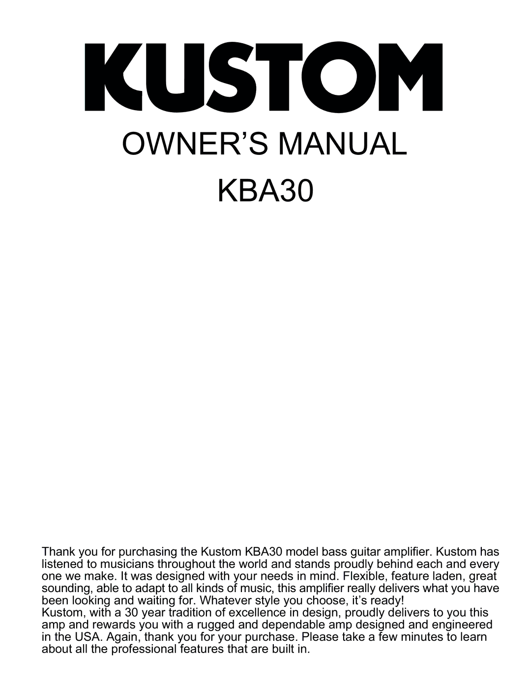 Kustom KBA 30X manual KBA30 