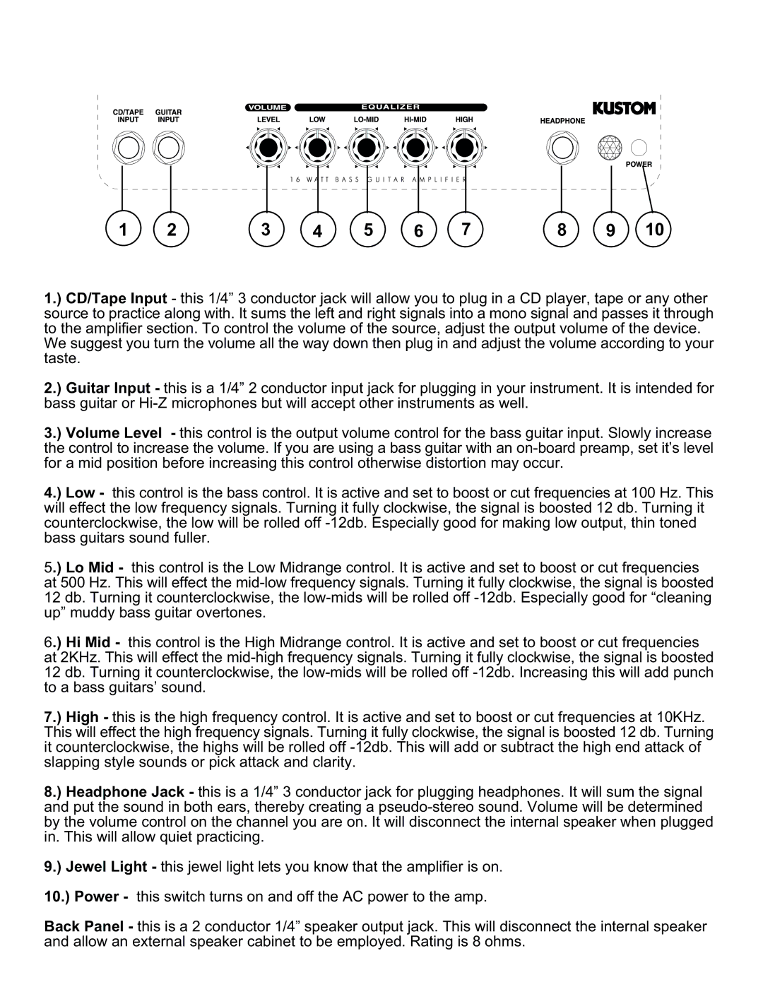 Kustom KBA16 manual 