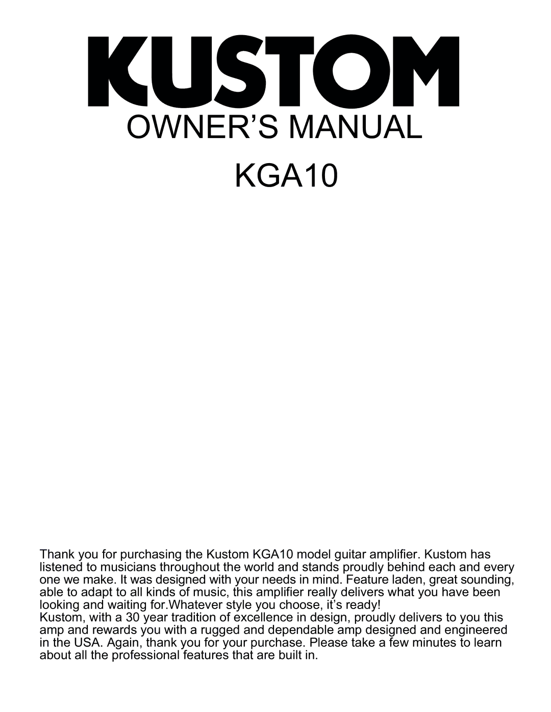 Kustom KGA10 manual 