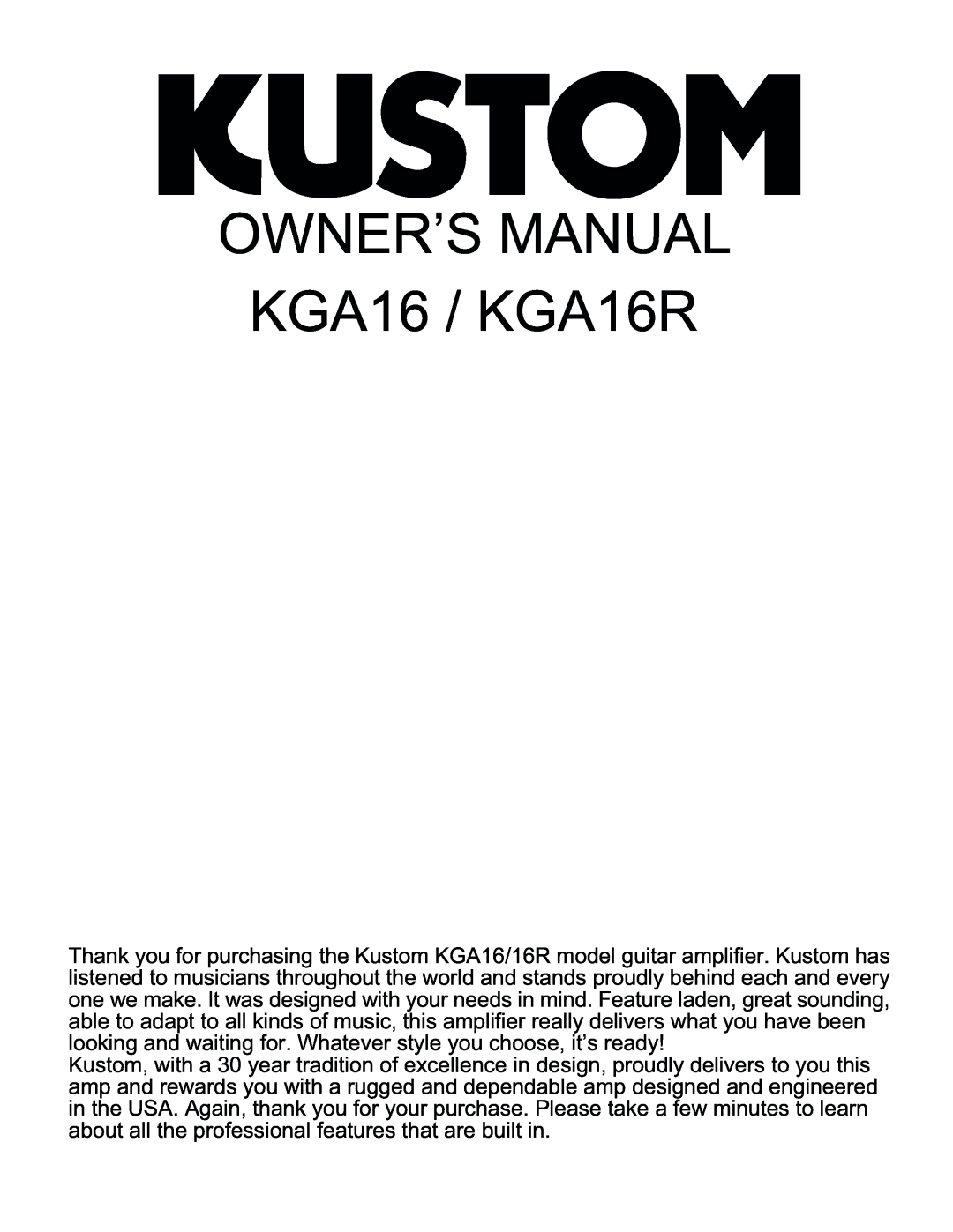 Kustom KGA16R manual 