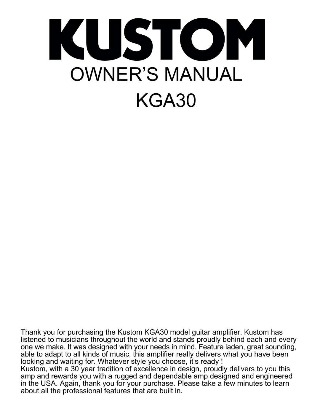 Kustom KGA30 manual 