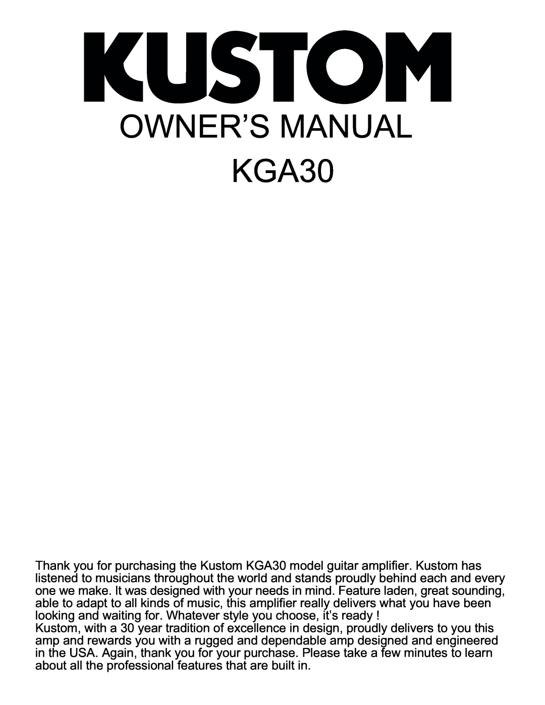 Kustom KGA30 manual 