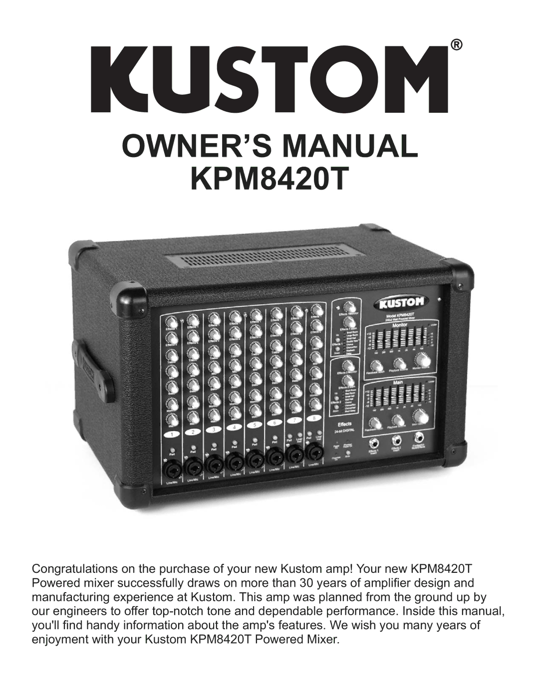 Kustom KPM 8420T owner manual KPM8420T 