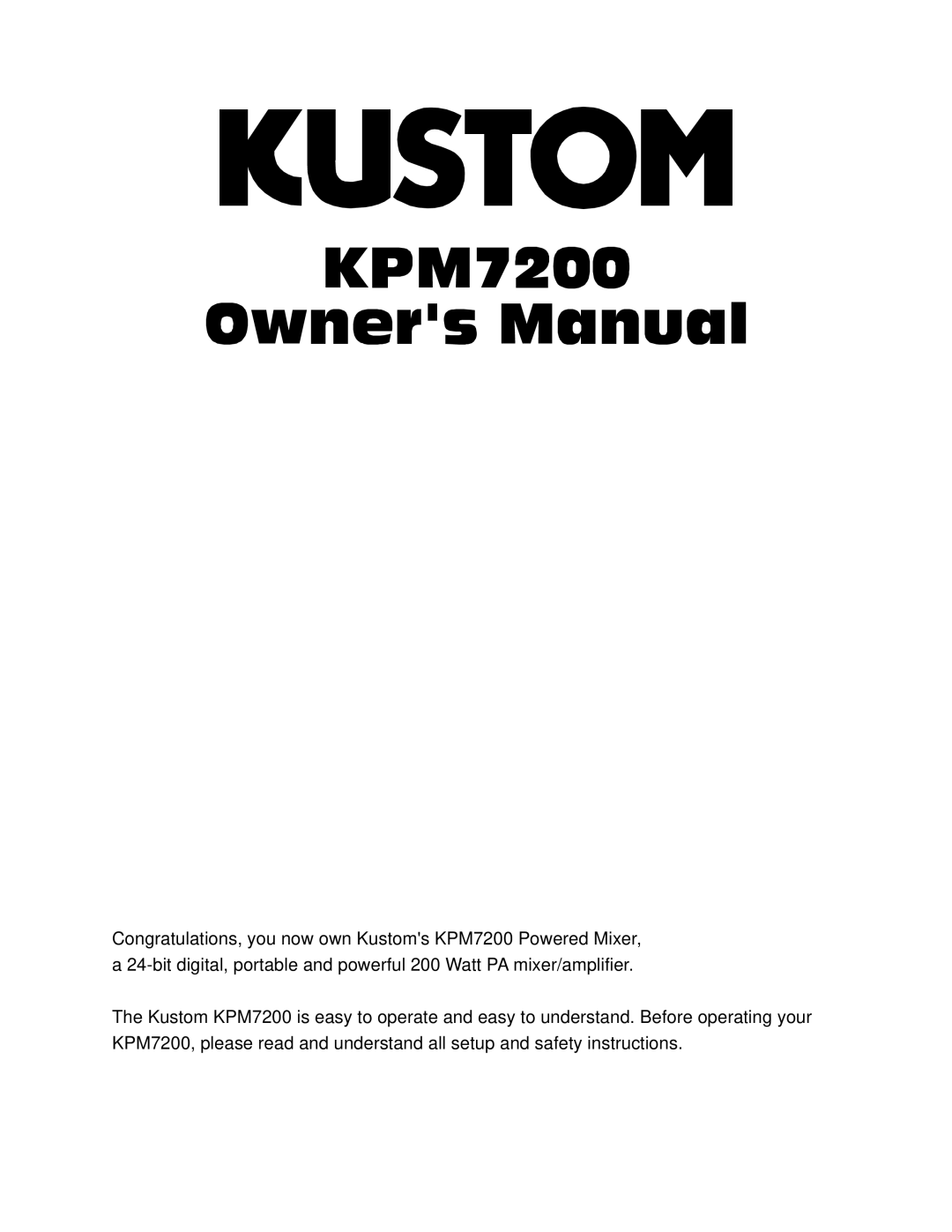 Kustom KPM7200 manual 