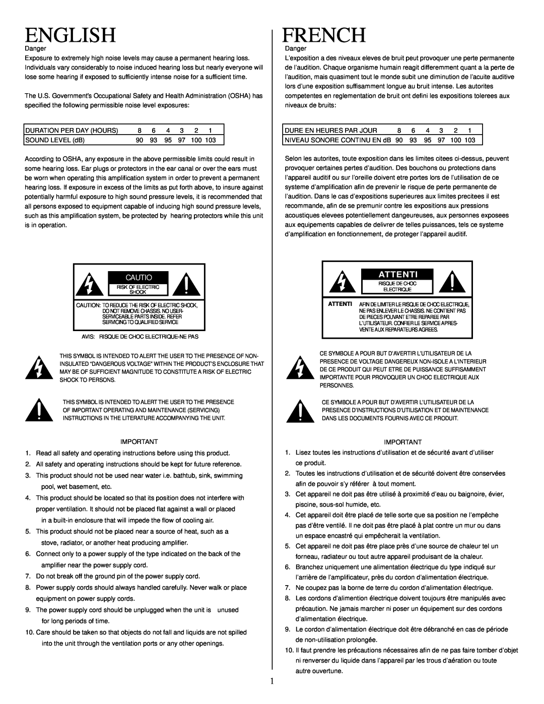 Kustom KPM7200 manual English, French, Cautio, Attenti 