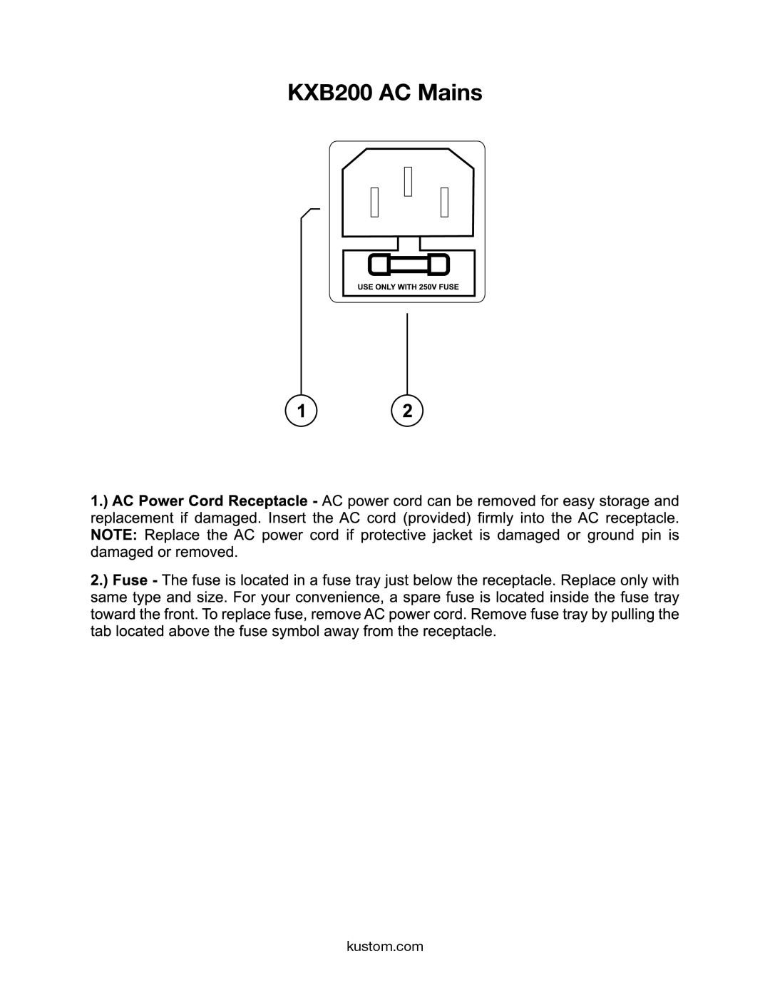 Kustom owner manual KXB200 AC Mains 