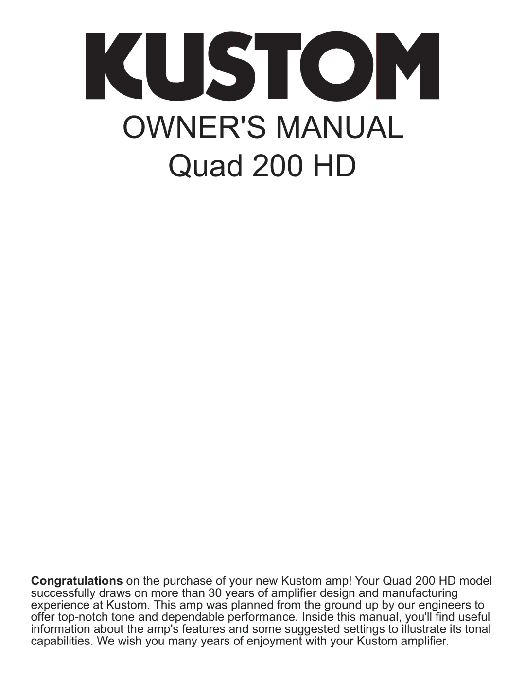 Kustom Quad 200 HD owner manual 