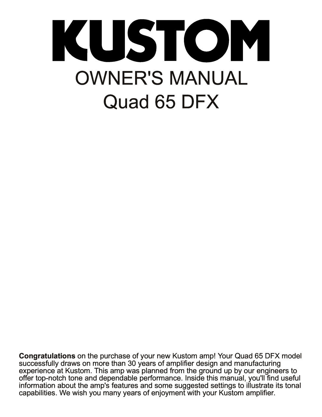 Kustom Quad 65 DFX owner manual 