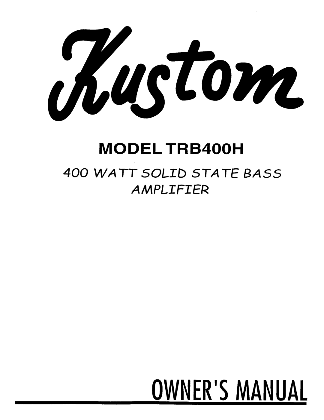 Kustom TRB4OOH manual 