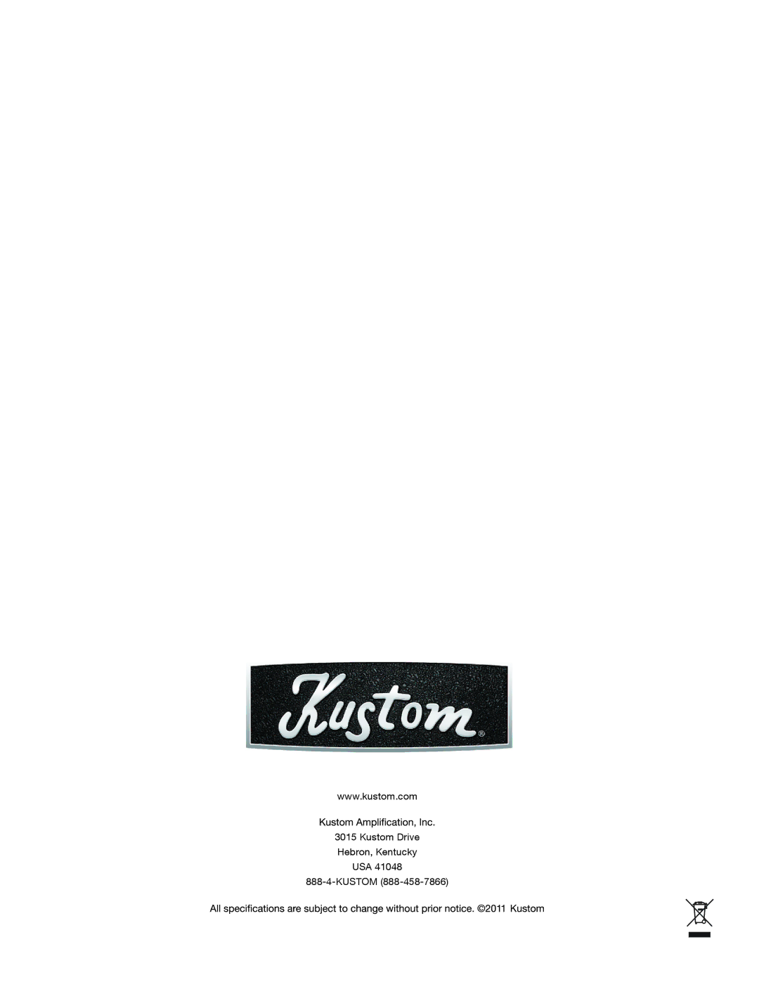 Kustom V5 owner manual Kustom Drive Hebron, Kentucky USA 