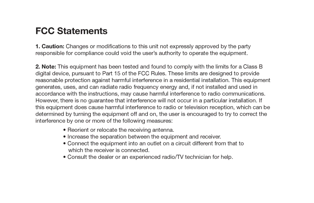 Kustom V50, V100 owner manual FCC Statements 