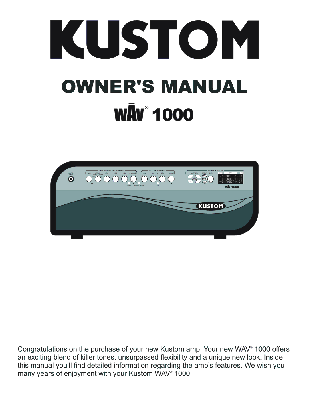 Kustom Wav 1000 owner manual Gain 