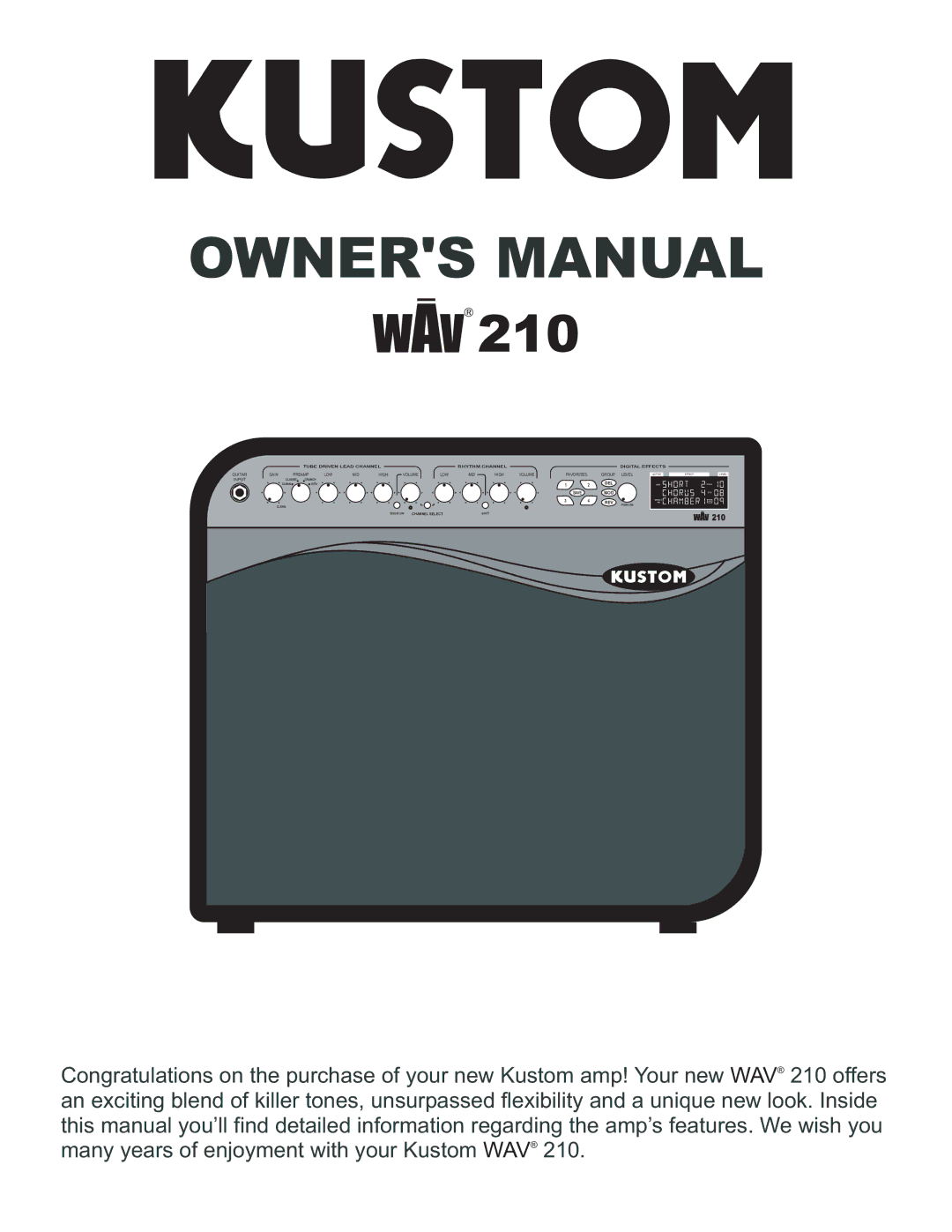 Kustom WAV 210 owner manual Save 