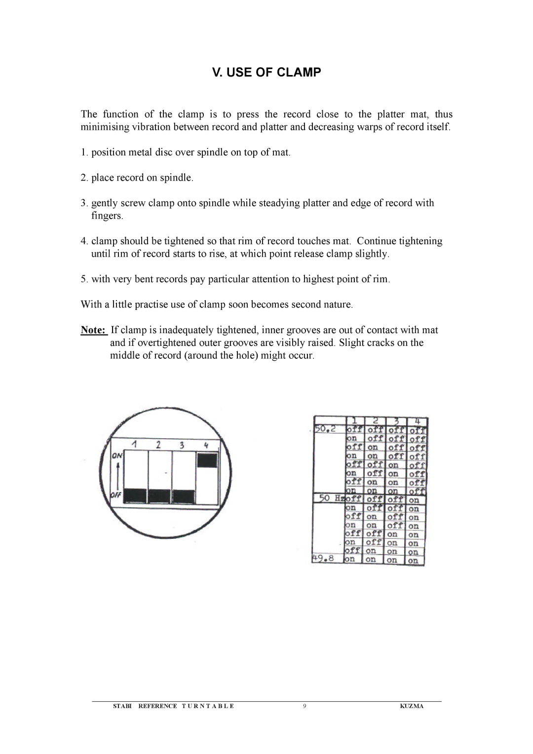 Kuzma Turntables Kuzma Stabi Reference Turntable instruction manual USE of Clamp 